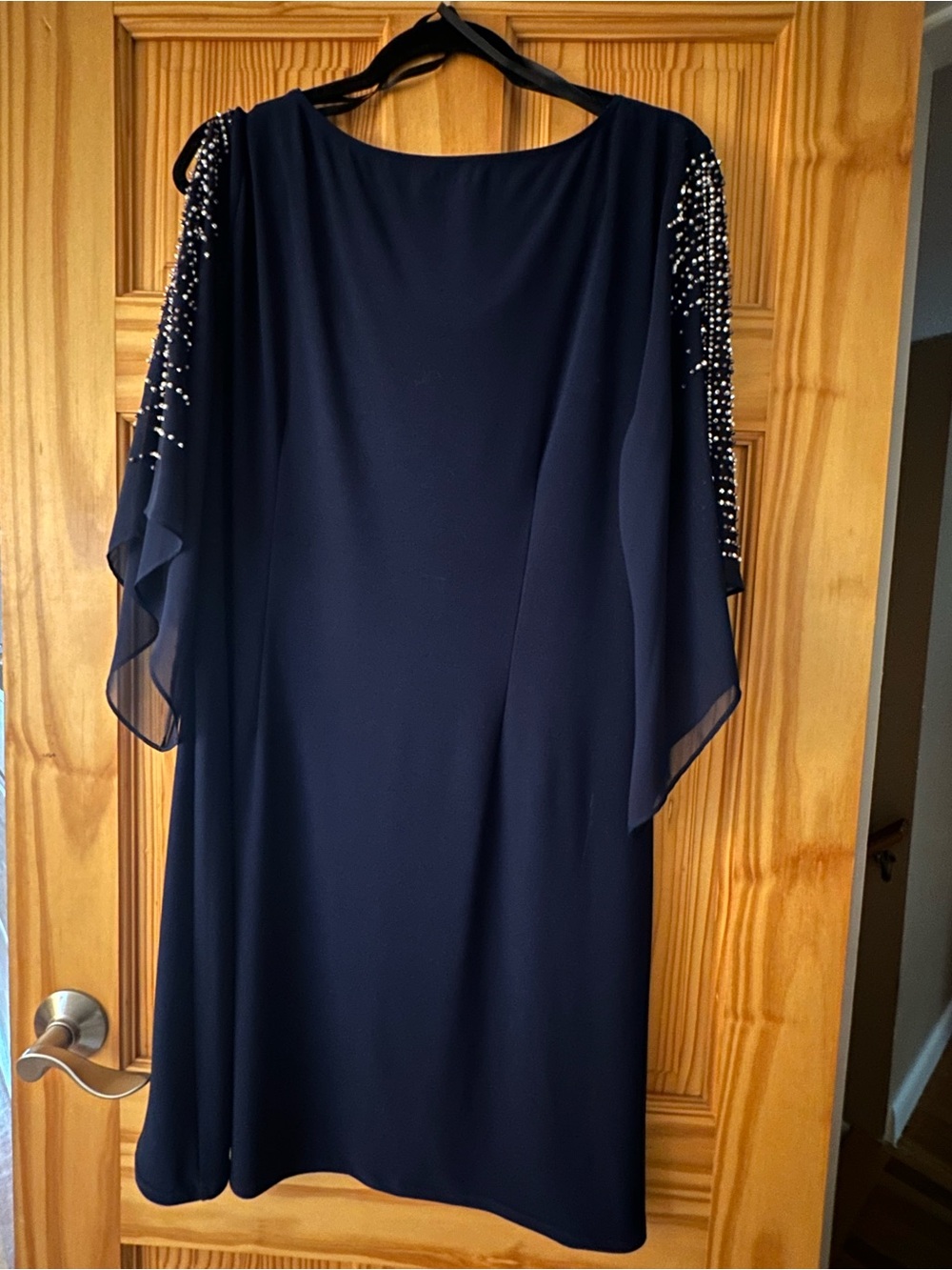 MSK Navy Beaded Cowl Neck Midi Dress - Picture 2 of 3